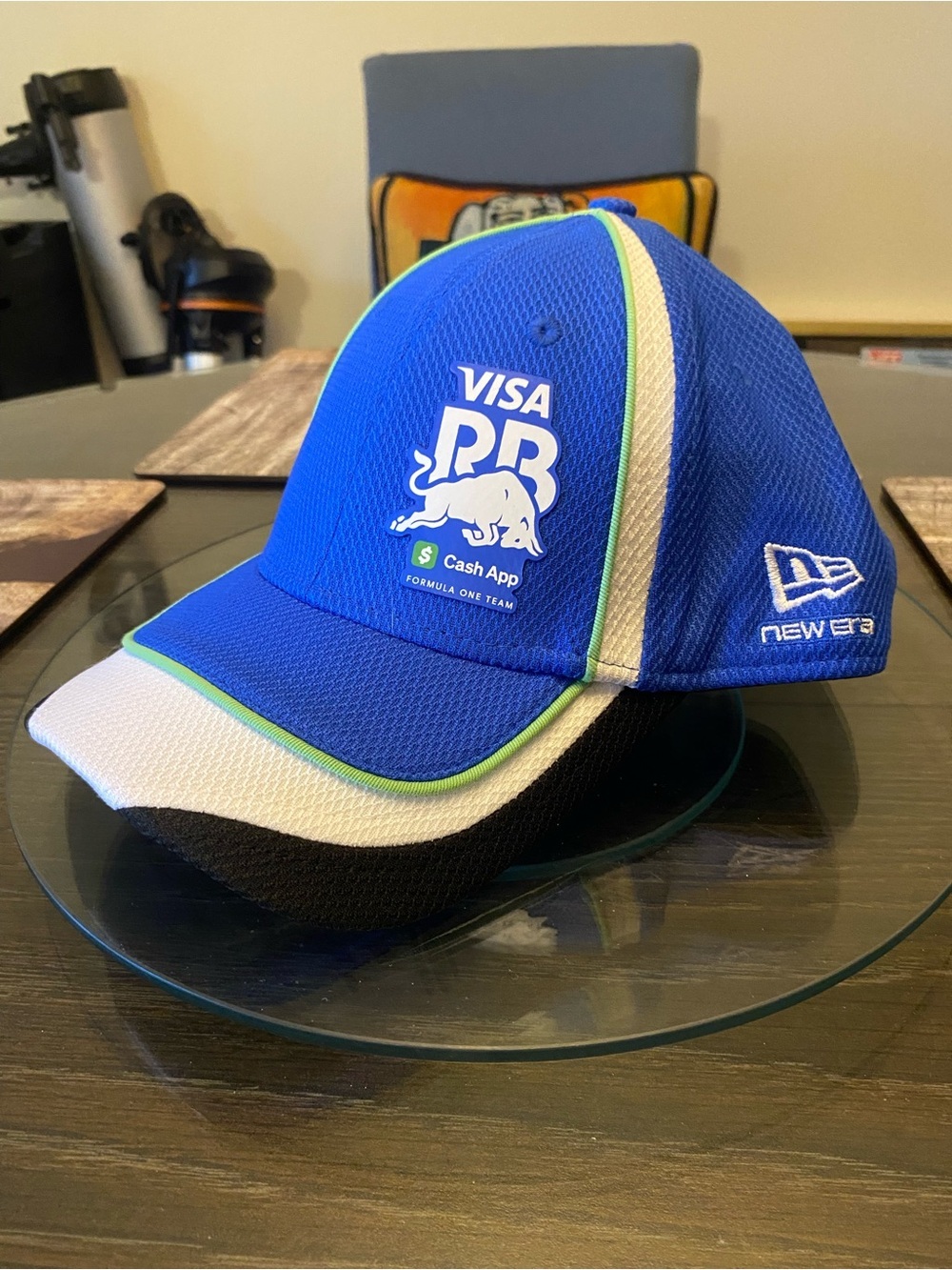 New Era Blue Racing Cap with White, Black & Green Accents